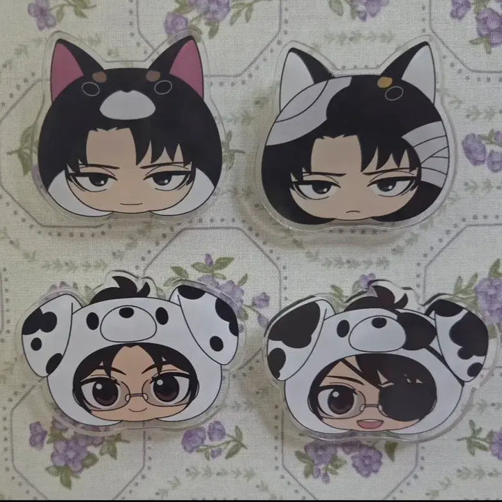 [BUNJANG] Attack on Titan Levi Hanji Acrylic Clip Badge Set / 진격의거인 리바이 한지 아크릴 클립 뱃지 리바한지