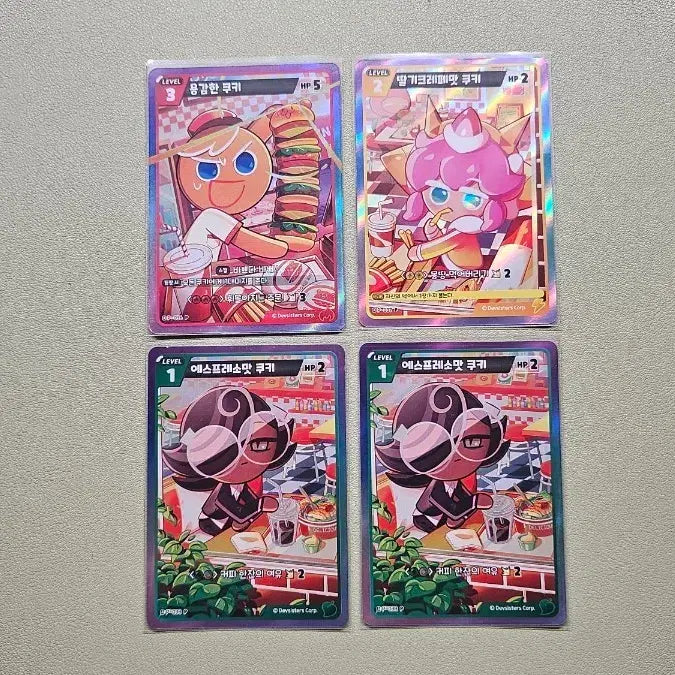 [BUNJANG] Cookierun Kingdom Lotteria Promotion Card: Yong-Cookie, Strawberry Crepe Cookie, Espresso Cookie / 쿠키런 킹덤 롯데리아 프로모션 카드 용쿠 딸기크레페맛 쿠키 에스프레소맛 쿠키