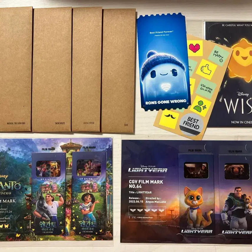 [BUNJANG] Disney Movie Collectibles Bundle Set (TTT, Original Ticket, Film Mark, Deco Pack) / (일괄) 디즈니 영화 관련 굿즈 (TTT, 오리지널 티켓, 필름마크, 데코팩)