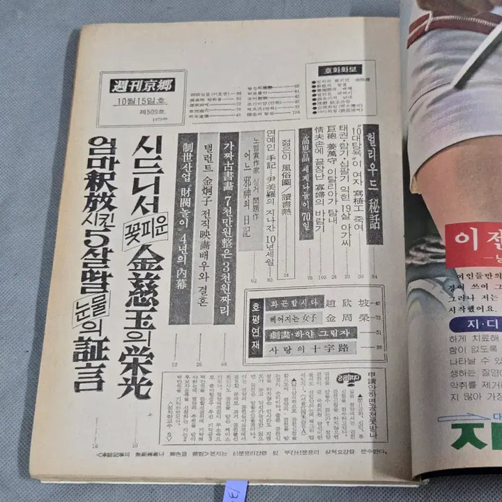 [BUNJANG] Weekly Gyeonghyang Magazine October 15, 1978 Issue / 78년 10월 15일 발행 . 주간경향 .표제모델 탤런트 이효춘