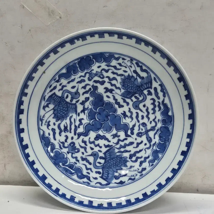 [BUNJANG] Chinese Celadon Porcelain Vase with Cloud and Crane Motif / [도자기공주골동품] 청화 운학문 중국도자기 (565번)+++ 네