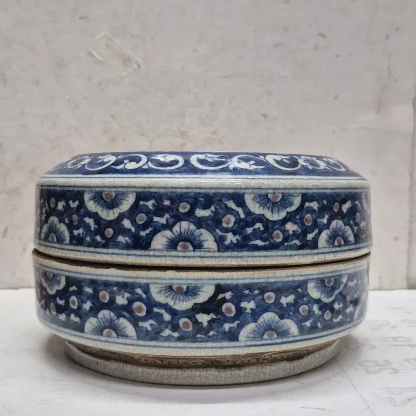 [BUNJANG] Chinese Celadon Porcelain Jar with Kylin Motif / [도자기공주골동품] 청화 기린문 유개 중국도자기 합(566번)+++ 네