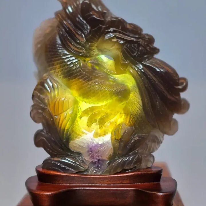 [BUNJANG] Agate Dragon Carving Mineral Scholar Stone / 26080505 좋은 기운을 내뿜는 영롱한 마노석 용조각 광물 수석 팝니다