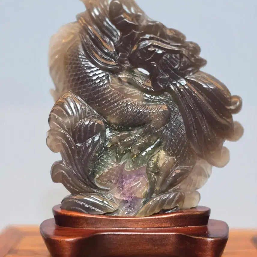 [BUNJANG] Agate Dragon Carving Mineral Scholar Stone / 26080505 좋은 기운을 내뿜는 영롱한 마노석 용조각 광물 수석 팝니다