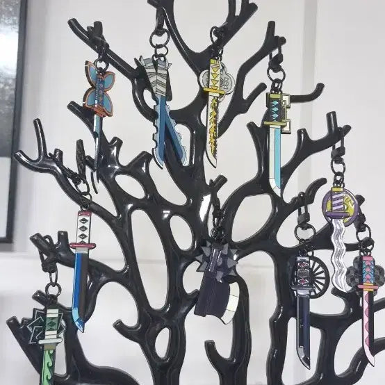 [BUNJANG] Demon Slayer Megahouse Chibi Acrylic Charm Bundle with Wooden Display Stand / 귀멸의칼날 메가바크 키링 일괄 나무장식대 포함