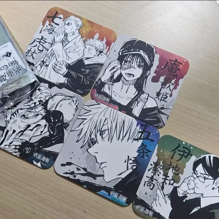 [BUNJANG] Jujutsu Kaisen Art Coaster Set (5 Types) / 단순 개봉)주술회전 아트 코스터 5종(고죠,나나미,이타도리)