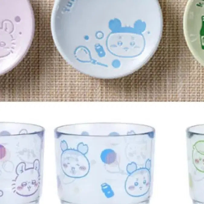 [BUNJANG] Chiikawa Kuji Crab Plate &amp; Cup Set / 치이카와쿠지 카니 접시+컵 세트
