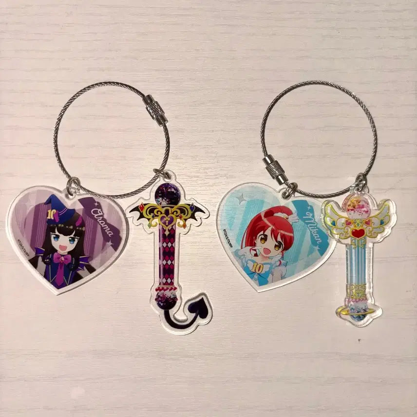 [BUNJANG] PriPara &amp; Dream Theater Acrylic Keychain Set - Mikang &amp; Aroma / 일괄) 프리파라 대프리파라전 아크릴 키홀더 미캉 아로마