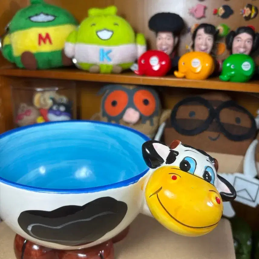 [BUNJANG] Vintage Cow Blue Ceramic Bowl / 빈티지 젖소 파랑 그릇