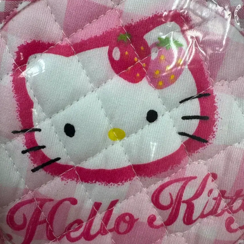 [BUNJANG] Hello Kitty Handmade Coaster (Pink Check) / 헬로키티 핸드메이드 컵받침 코스터 새상품
