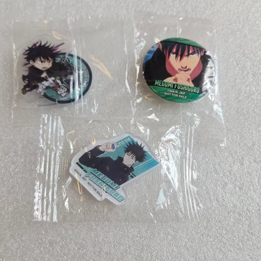 [BUNJANG] Jujutsu Kaisen Kurasushi Collaboration Megumi Acrylic Stand, Badge, and Sticker Bundle Set (Sealed) / 미개봉 ) 주술회전 쿠라스시 콜라보 아크릴 스탠드 뱃지 아크릴 스티커 메구미 일괄