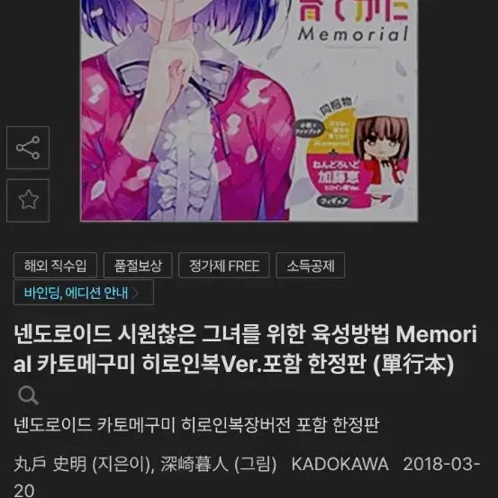[BUNJANG] Saekano Memorial Limited Edition Nendoroid / 사에카노 메모리얼 한정판 넨드로이드