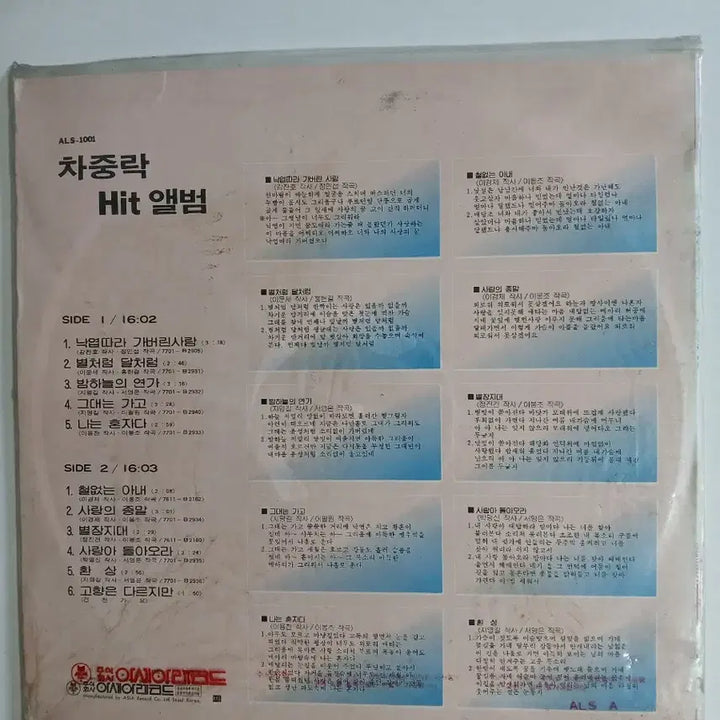 [BUNJANG] Cha Joong-rak Hit Album Unsealed LP / 차중락 히트앨범 미개봉 LP
