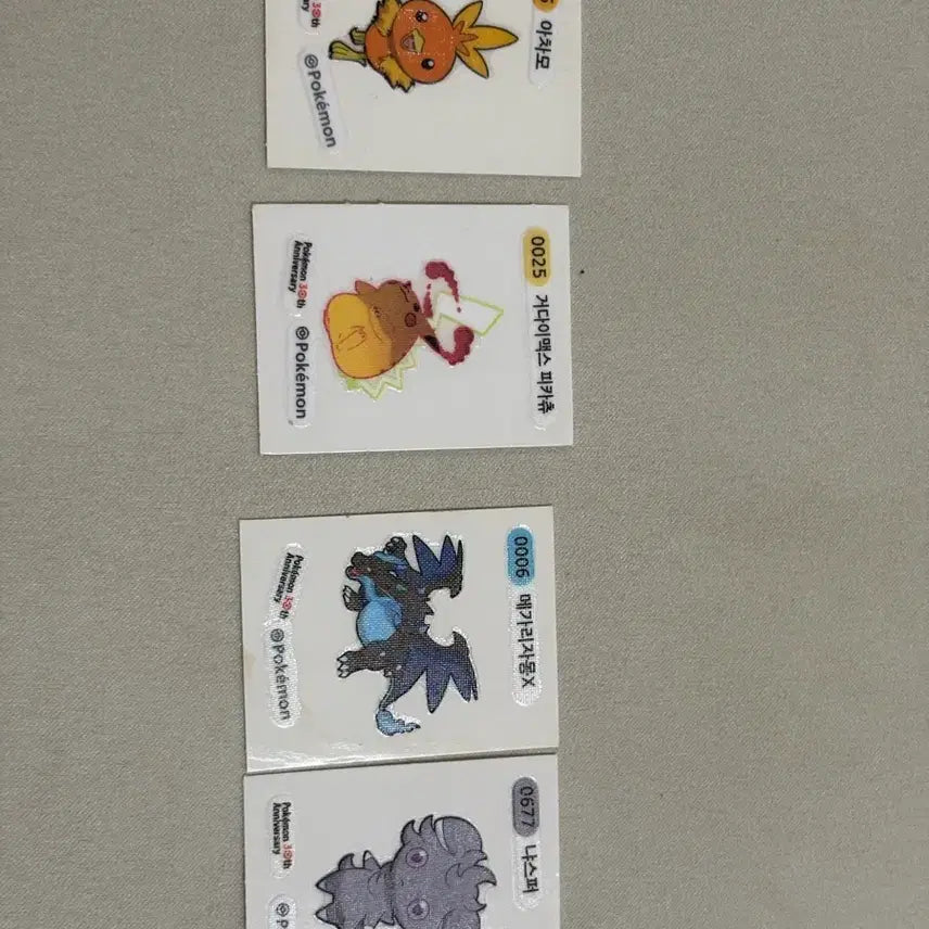[BUNJANG] Pokemon 30th Anniversary Seals - Combusken / Gigantamax Pikachu / Mega Charizard X / Espurr / 포켓몬 30주년 기념 씰 - 아차모/거다이맥스 피카츄/메가리자몽X/냐스퍼