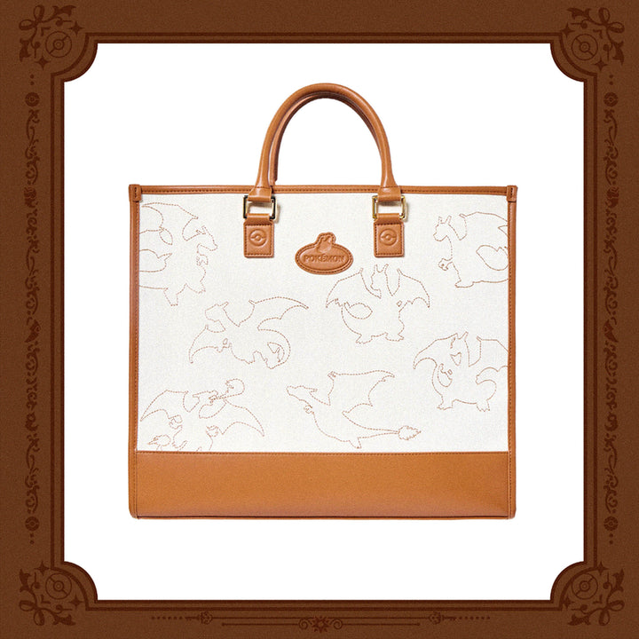 [BUNJANG] Eternal Antique Metal Leather Canvas Tote Bag &amp; Ditto Charm Set / 포켓몬 레더 캔버스 토트백 &amp; 메타몽 백참