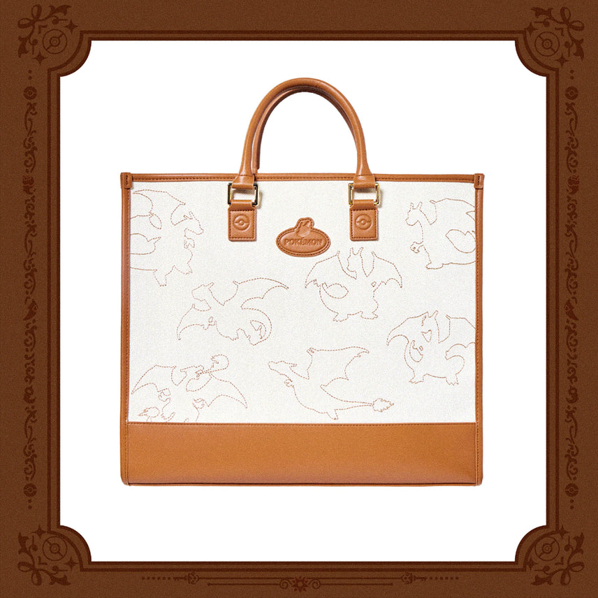 [BUNJANG] Eternal Antique Metal Leather Canvas Tote Bag &amp; Ditto Charm Set / 포켓몬 레더 캔버스 토트백 &amp; 메타몽 백참