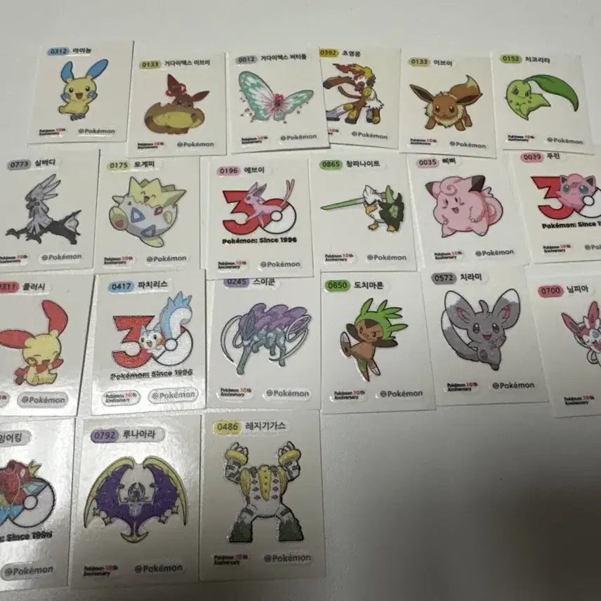 [BUNJANG] Pokemon TCG Bread Stickers 21-Piece Bundle Set / 포켓몬스터 카드 띠부띠부씰 21종 일괄