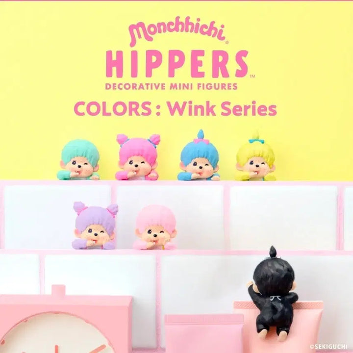 [BUNJANG] Authentic Monchhichi Hyper Colors Wink Series 7-Figure Set (Secret Included) / 정품 몬치치 히퍼 컬러즈 시크릿포함 7종세트(택포)