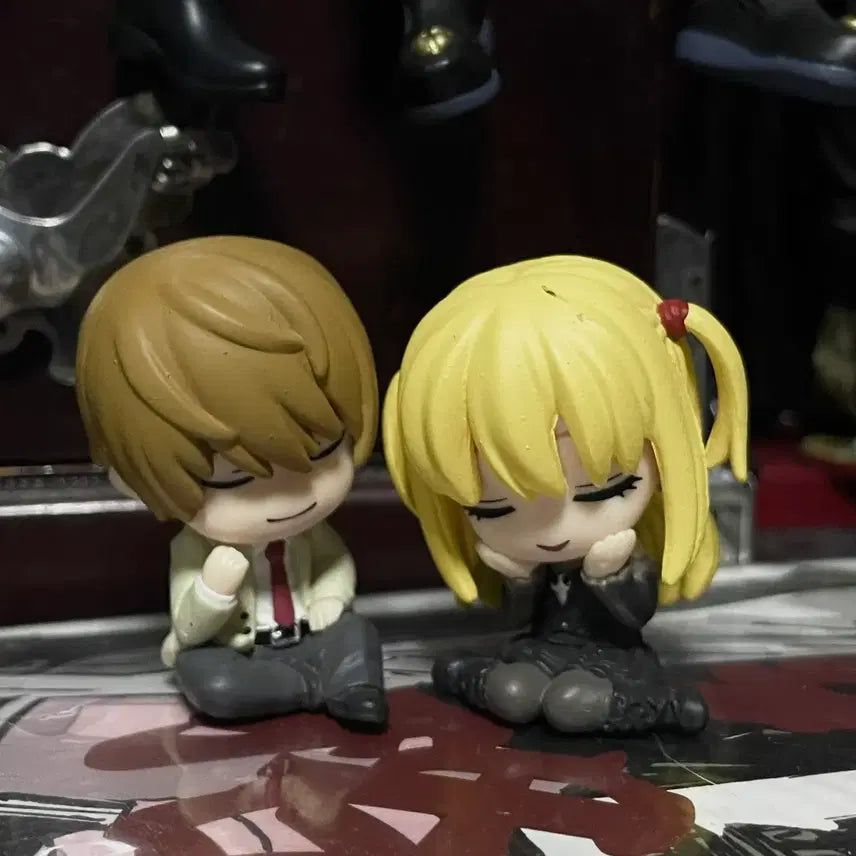 [BUNJANG] Death Note Light Yagami &amp; Misa Amane Mini Chibi Figures Set / 데스노트 라이토 미사 미니 피규어 치비 고전미소녀 방꾸 월미사 가챠