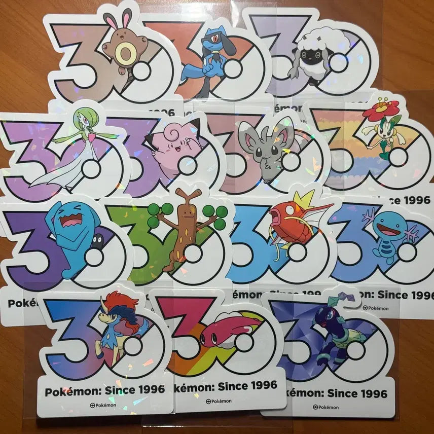 [BUNJANG] Pokemon 30th Anniversary Stickers - Riolu, Gardevoir, Wooper, and More / 포켓몬 30주년 스티커 꼬리선 리오르 우르 가디안 우파