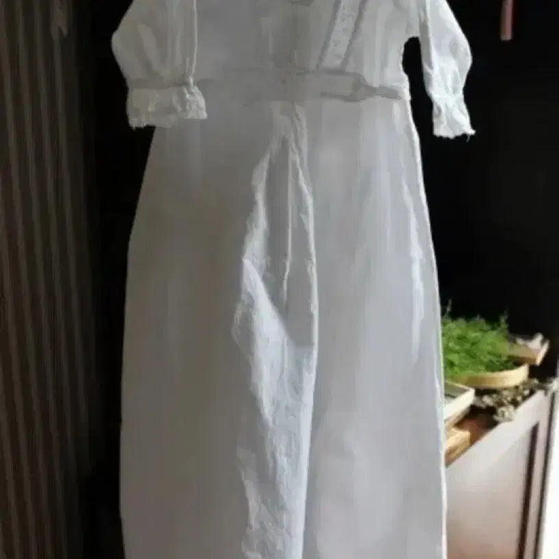 [BUNJANG] French Antique Christening Gown Lace Detail Cotton / 앤틱세례복