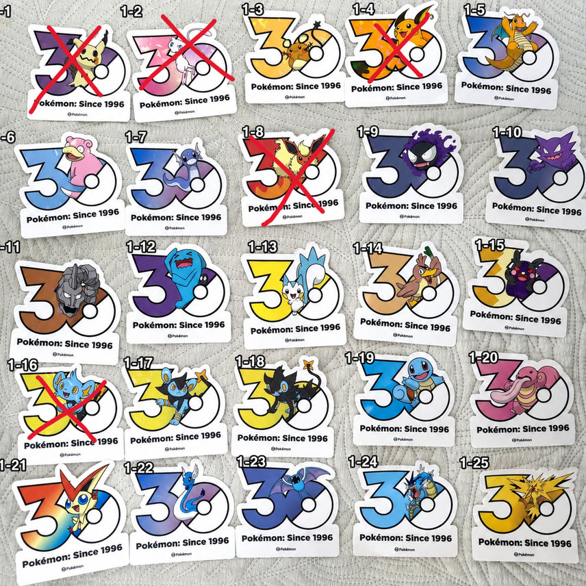 [BUNJANG] Pokemon 30th Anniversary Character Sticker / 포켓몬 30주년 캐릭터 스티커