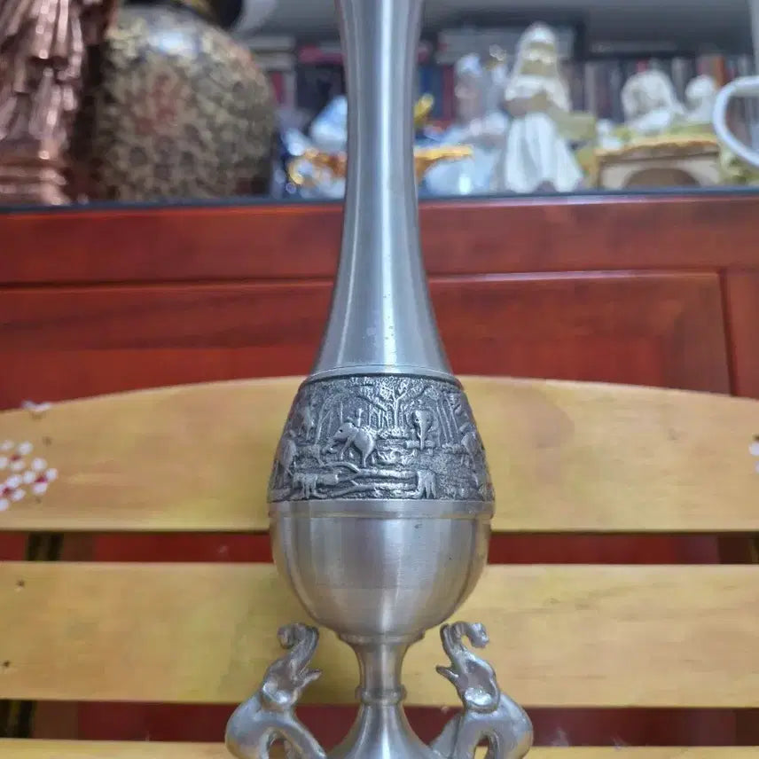 [BUNJANG] Thai Pewter Mini Vase with Elephant Motif / 태국 퓨터 미니화병 장식품