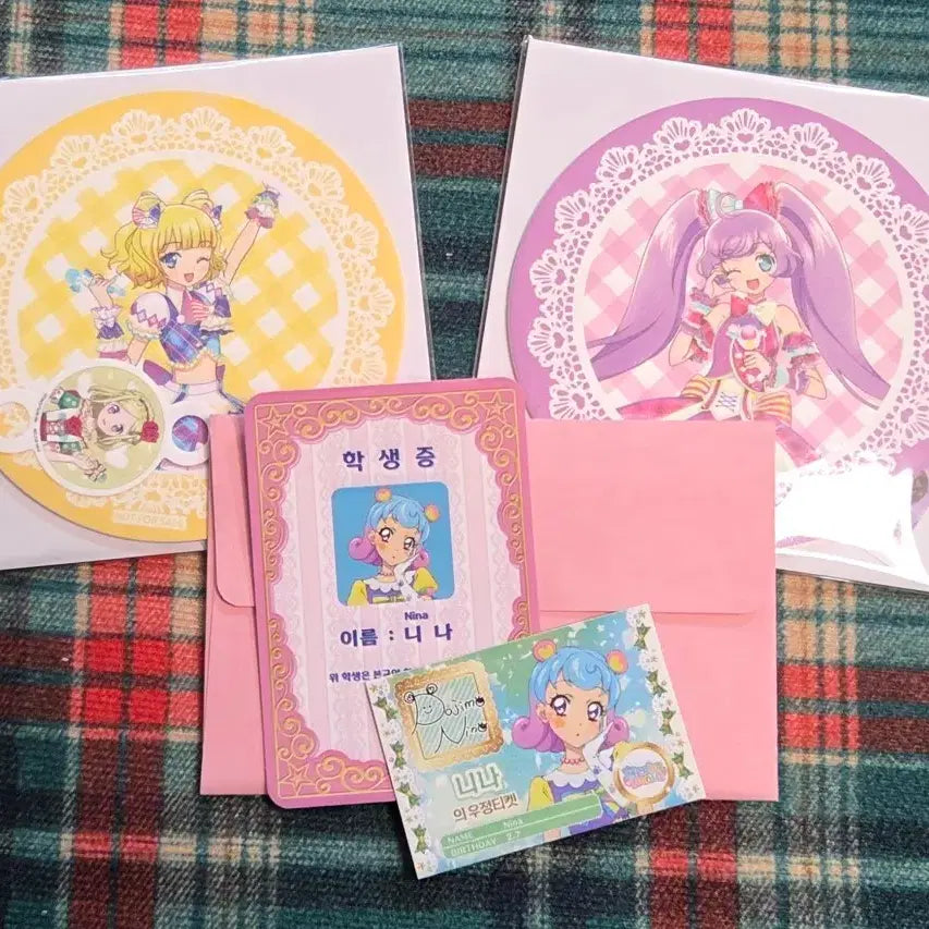 [BUNJANG] Pripara &amp; Aikatsu Nina Student ID Card Bundle Set / 미래 라라 코스터 (프리파라 10주년)+ 아이엠스타 아이카츠 스타파라 2주치 특전 니나 학생증 일괄 판매