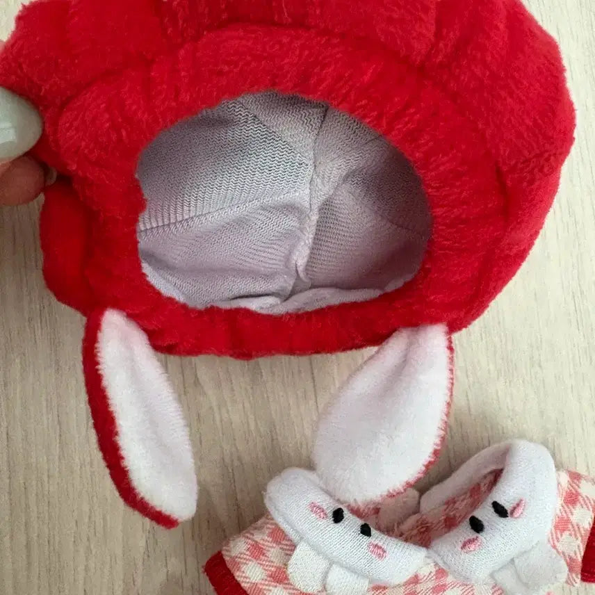 [BUNJANG] 10cm Doll Strawberry Rabbit Overalls Skirt / 10cm 인형 딸기토끼 멜빵치마