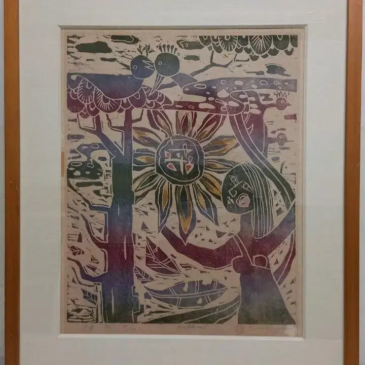 [BUNJANG] Kim Boo-ja Woodblock Print - Girlhood (Edition 17/30), 53x42cm with Certificate of Authenticity / 김부자 판화-Girlhood(53x42)/목판화/에디션17번/보증서