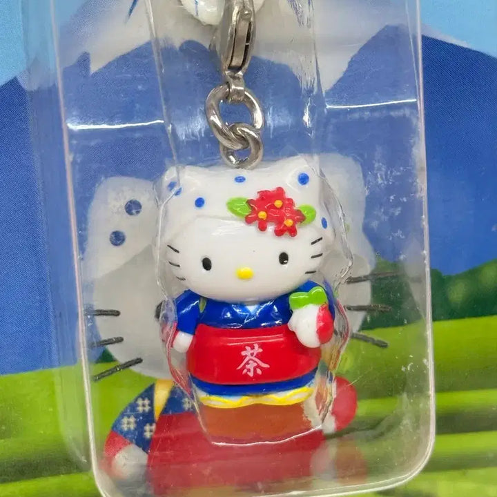 [BUNJANG] 2001 Shizuoka Limited Classic Hello Kitty Tea Girl Strap Keychain / 2001 시즈오카 한정 고전 키티 스트랩 헬로키티 키링