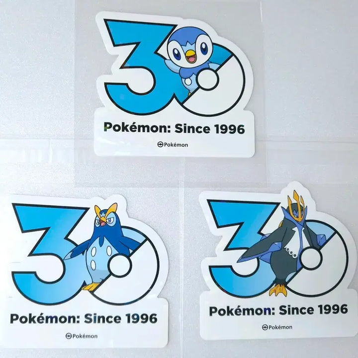 [BUNJANG] Pokemon 30th Anniversary Logo Stickers - Piplup, Prinplup, Empoleon Set / 포켓몬 30주년 로고 스티커 팽도리 팽태자 엠페르트 판매 교환 굿즈 팝업