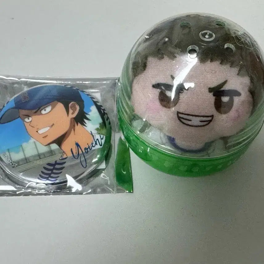 [BUNJANG] Diamond Ace Kuramochi Scene Can Badge &amp; Plush Gacha Set / 다이아몬드 에이스 쿠라모치 명장면 캔뱃지 &amp; 인형 가챠