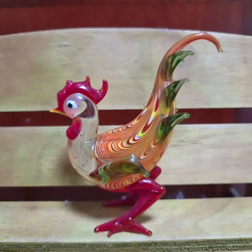 [BUNJANG] Hand-Blown Glass Mini Chicken Figurine / 핸드블로운 유리 미니닭 장식품