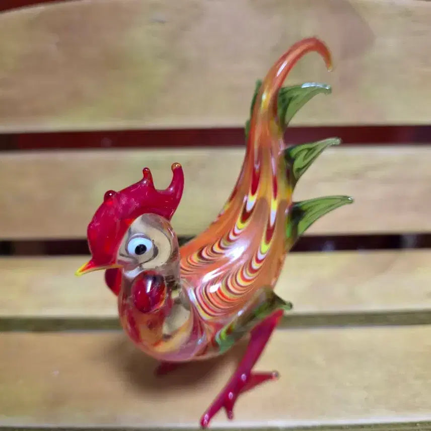 [BUNJANG] Hand-Blown Glass Mini Chicken Figurine / 핸드블로운 유리 미니닭 장식품