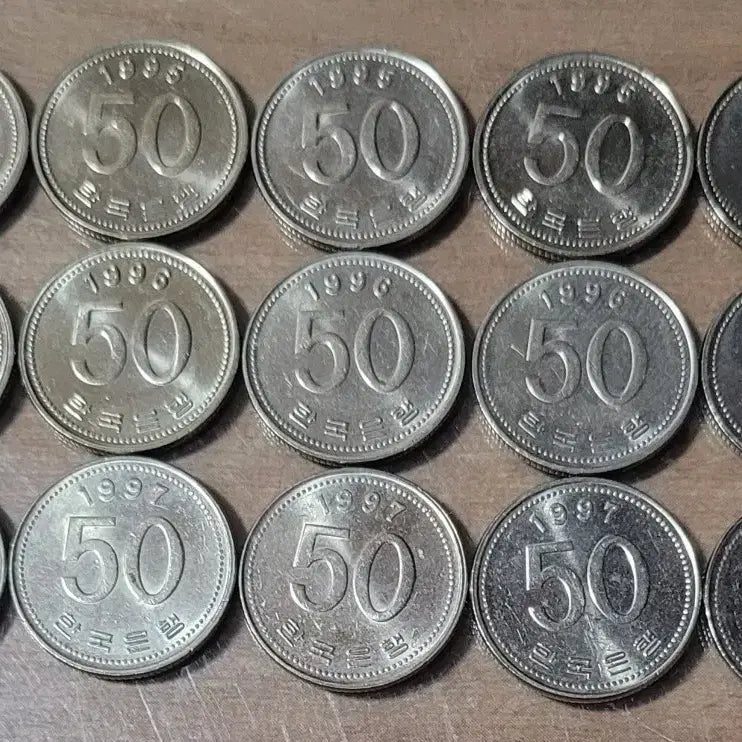 [BUNJANG] 1995, 1996, 1997 South Korean 50 Won Coin Set (15 Coins) / 50원 동전 15개 1995 1996 1997년