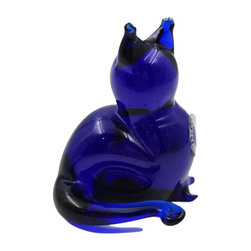 [BUNJANG] 1980s Italian Murano Cobalt Blue Glass Cat Art Object / 80s 이탈리아 무라노 코발트 블루 고양이 오브제
