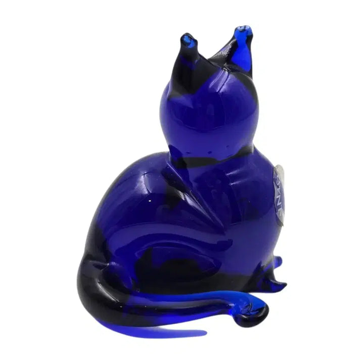 [BUNJANG] 1980s Italian Murano Cobalt Blue Glass Cat Art Object / 80s 이탈리아 무라노 코발트 블루 고양이 오브제