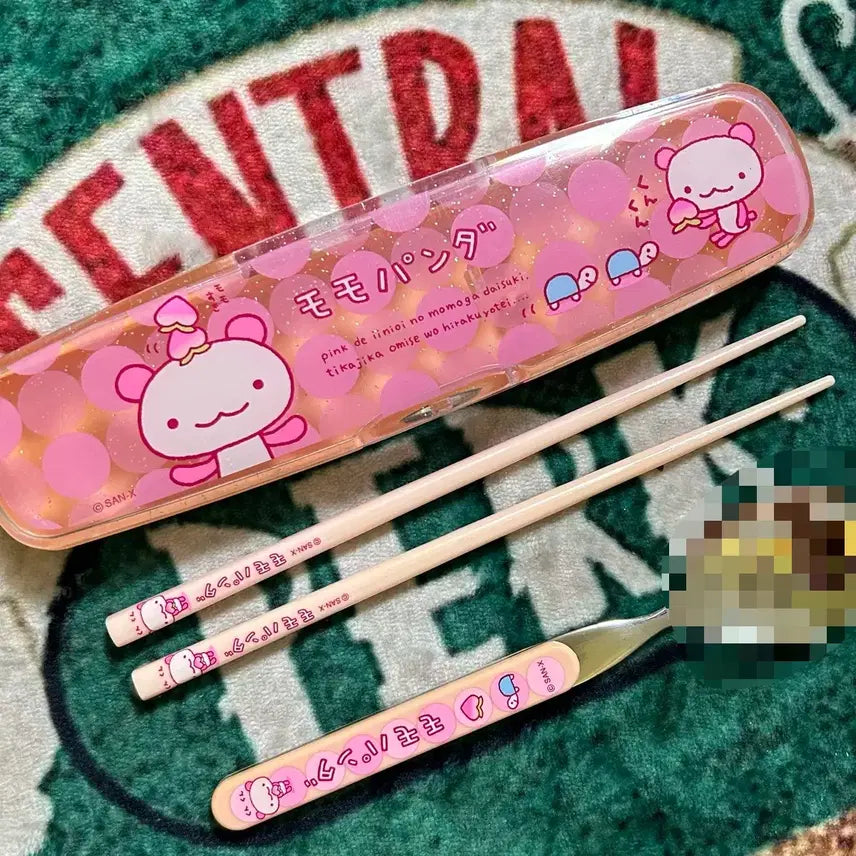 [BUNJANG] San-X Momo Panda Cutlery Set Case / 고전문구 산엑스 모모판다 수저 세트 케이스
