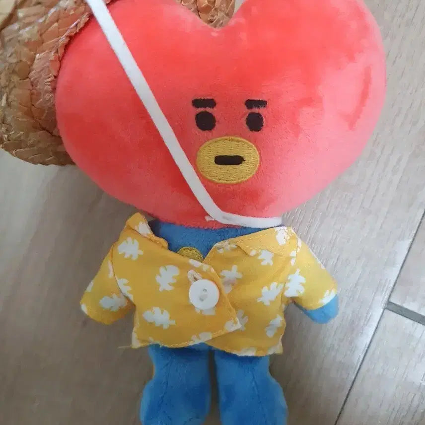 [BUNJANG] BT21 Tata Hawaiian Shirt Straw Hat Plush Doll / BT21 인형