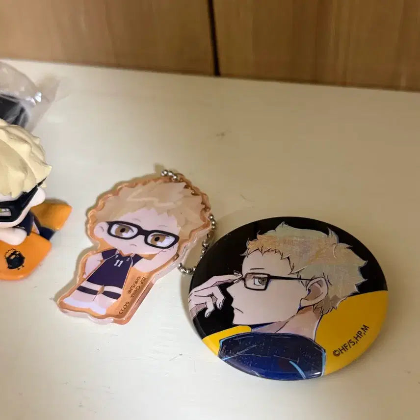 [BUNJANG] Haikyu!! Tsukishima Kei Hug Character Onemutan Acrylic Keyring Can Badge Bundle Set / 급처) 하이큐 츠키시마 케이 누이 허그캬라 오네무탄 아크릴키링 캔뱃지 일괄