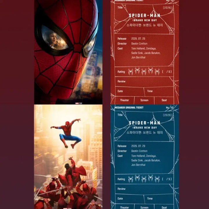 [BUNJANG] Spider-Man: Brand New Day Original Ticket Set A &amp; B / [2종일괄] 스파이더맨 브랜드 뉴 데이 오리지널티켓 오티 A타입 B타입
