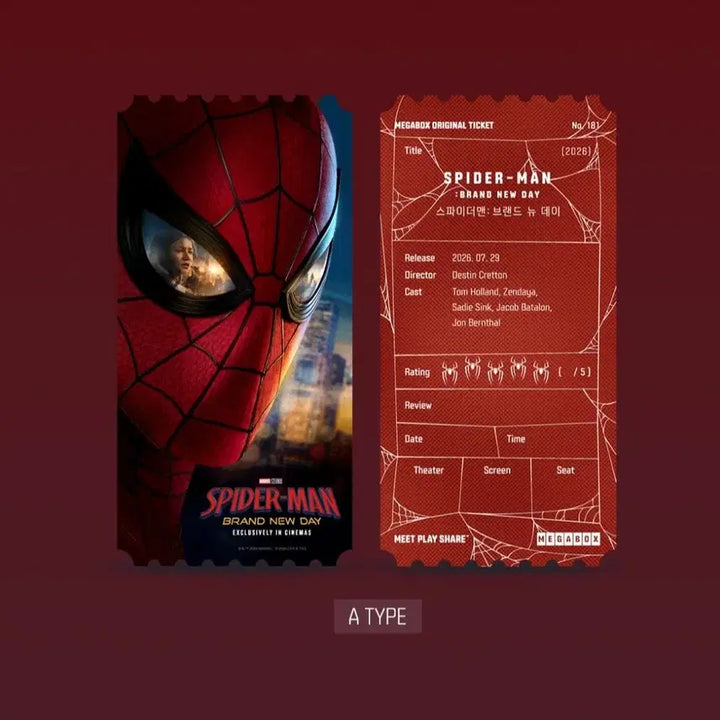 [BUNJANG] Spider-Man: Brand New Day Original Ticket Set A &amp; B / [2종일괄] 스파이더맨 브랜드 뉴 데이 오리지널티켓 오티 A타입 B타입