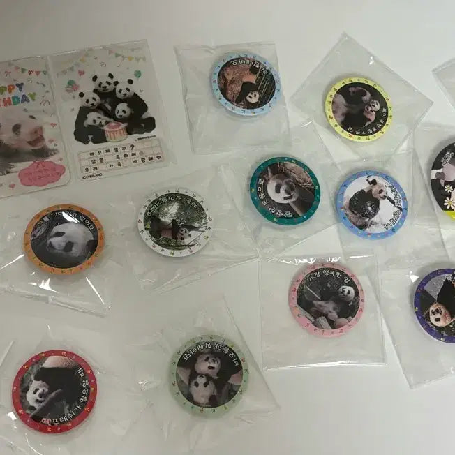 [BUNJANG] Everland Fu Bao, Rui Rui, Le Bao Birthday Badge Bundle Set / 에버랜드 푸바오 루이후이 생일배지 일괄