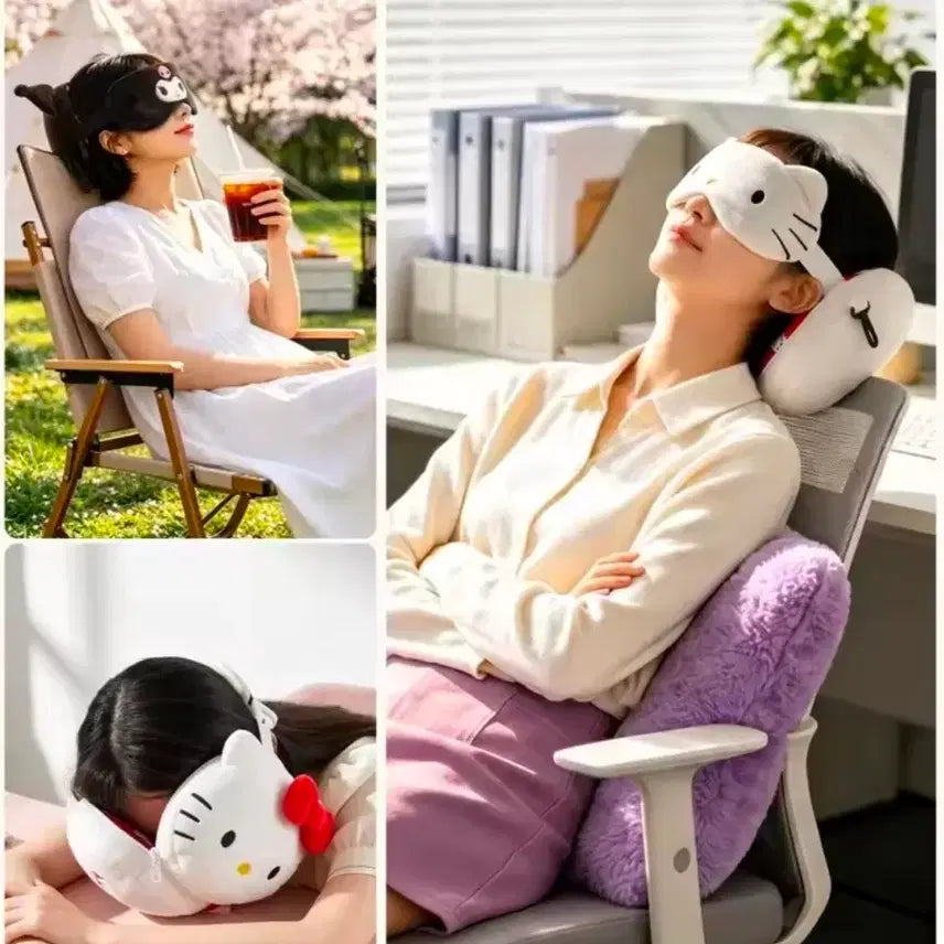 [BUNJANG] Sanrio Cinnamoroll Foldable Sleep Mask &amp; Neck Pillow Set / 수입 정품 산리오 시나모롤 접이식 수면 안대+목베개 휴대용