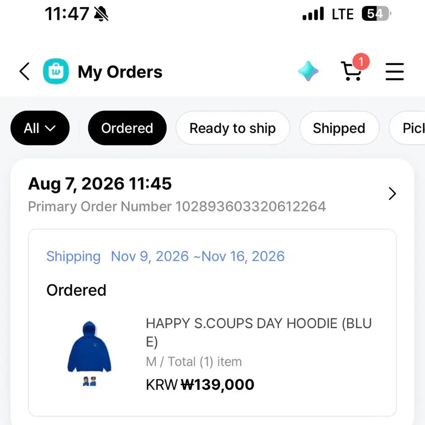 [BUNJANG] S.Coups Blue Hoodie Photocard / 에스쿱스 블루 후드 포카 판매