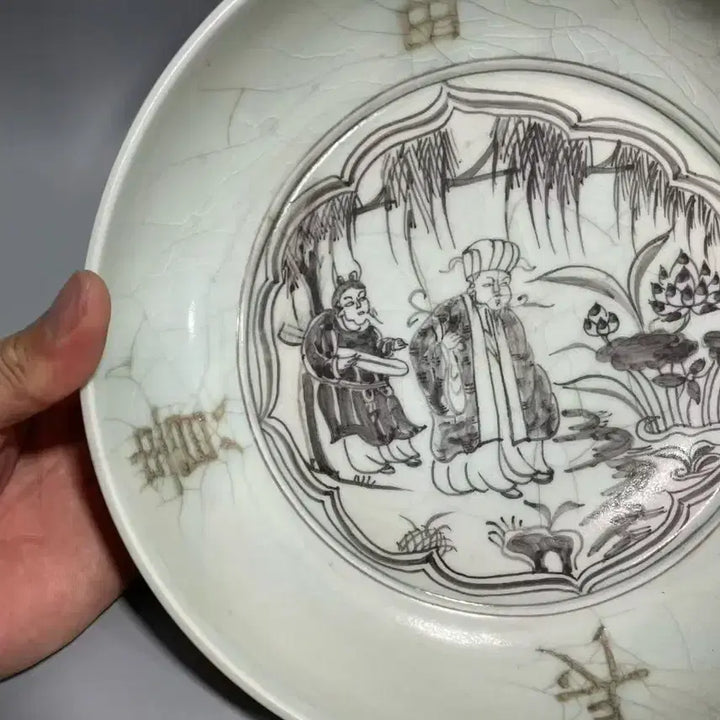 [BUNJANG] Antique Porcelain Plate with Figures / 유리홍인물문반 중국도자기 골동품