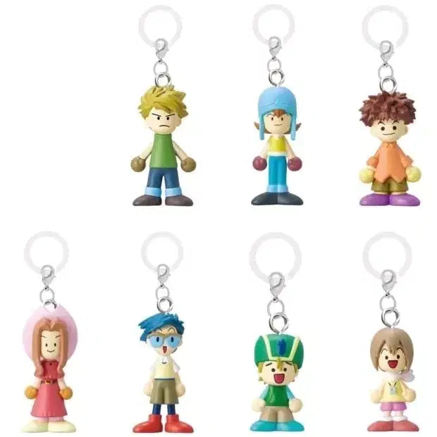 [BUNJANG] Digimon Figure Keychain Set - 7 Types, Carved Wood Style / 디지몬 피규어 키링 7종 세트 가챠 메지루시 목각인형 매튜 리키 나리