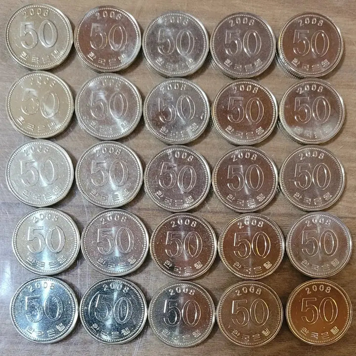 [BUNJANG] 1998-2008 50 Won Coin Bundle Set (75 Coins) / 동전 사용제 2005년 2008년  50원 동전 75개 일괄