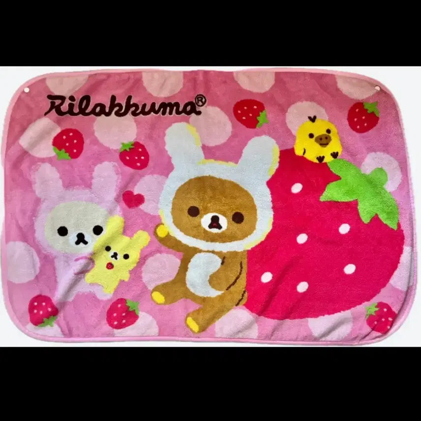 [BUNJANG] Rilakkuma Korilakkuma Strawberry Blanket (Classic) / 토끼 리락쿠마 코리락쿠마 고전 딸기 담요
